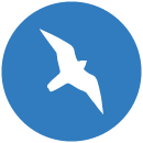 icon of white falcon on blue background