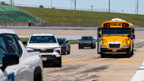 electric vehicles on speedway track