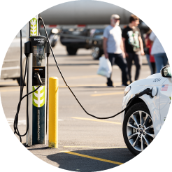 image of an electric vehicle charger in a parking lot
